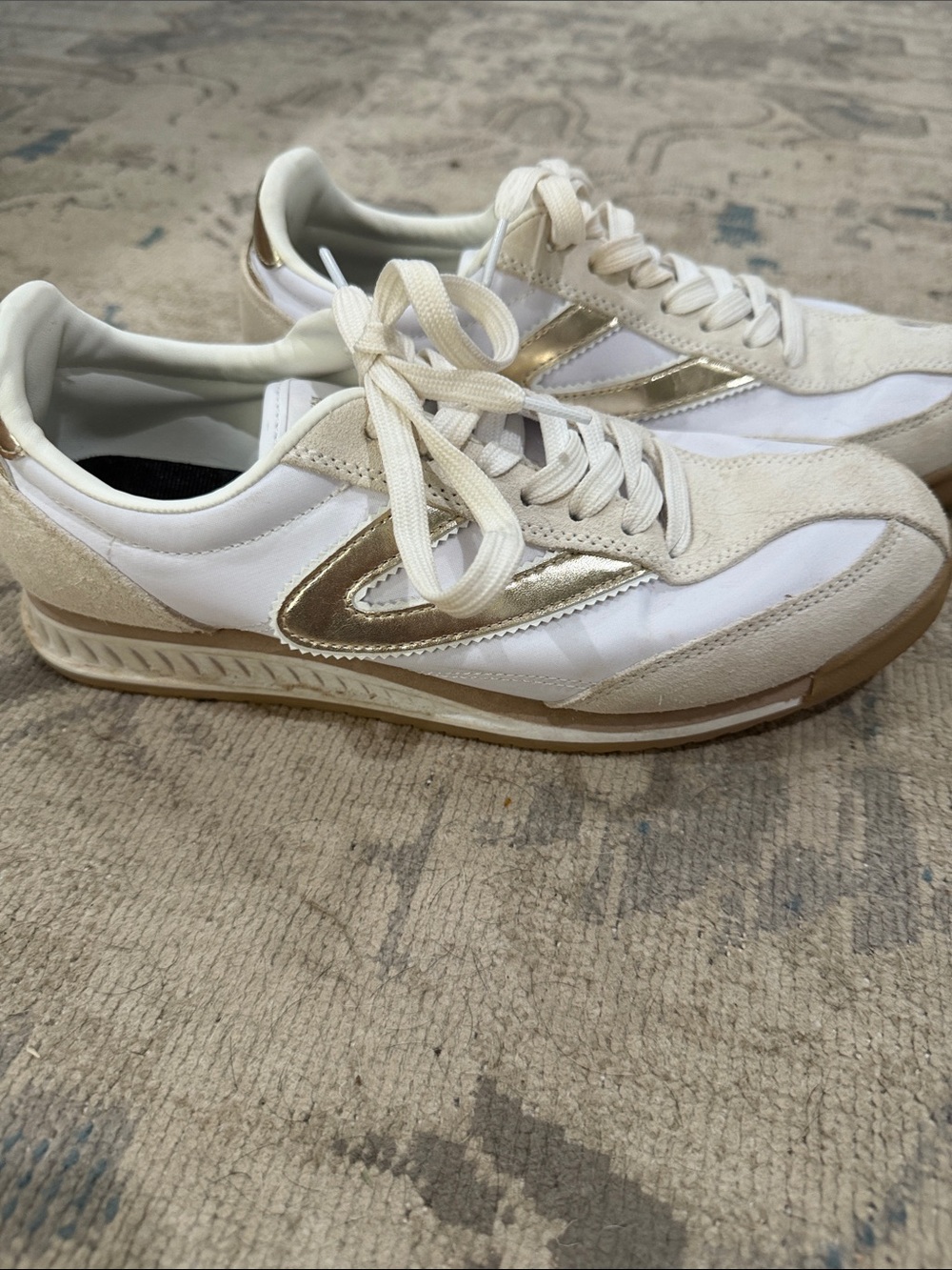 Tretorn White Sneakers with Gold Stripes